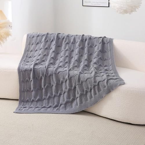 wajade kuscheldecke flauschig strickdecke für sofa und couch hellgrau 130 x 170 cm
