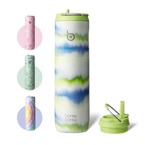 Isolierte Edelstahl Trinkflasche 750 ml mit Strohhalm & Deckel  Auslaufsicher, BPA-frei