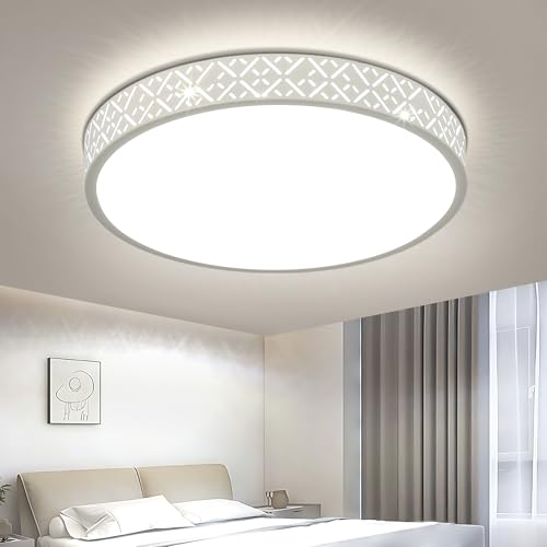 Produktbild: kuwork led deckenleuchte rund 18w 4000k aluminium für schlafzimmer wohnzimmer küche flur büro 30cm