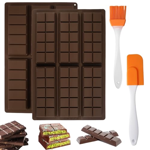 silikon schokoladenform 2 stück, schokoladentafel form mit silikonpinsel und spatl