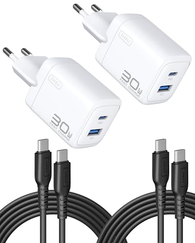 Produktbild: 30W usb c ladegerät von iniu 2-pack, pd 3.0 stecker mit usb-c kabel für iphone, samsung, iPad