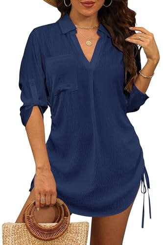 stylsense strandkleid damen sommer bikini cover up poncho leicht blau s
