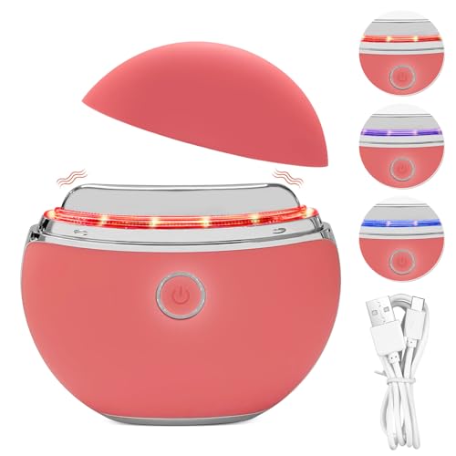 ems gua sha elektrisch, gesichtsmassagegerät mit vibration und wärme, rosa