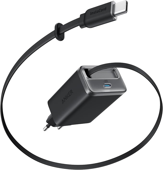 Anker Nano 35W USB-C Ladegerät 2 Ports mit ausziehbarem 70 cm Kabel, GaN