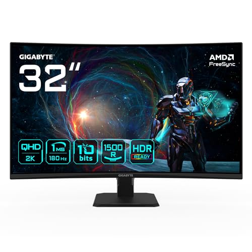 Produktbild: gigabyte 31,5" qhd curved gaming monitor 2560x1440 180hz 1ms freesync hd ready