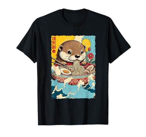 otter ramen nudeln t-shirt, japanische kunst, manga anime, verschiedene farben und größen