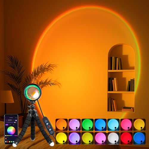 kangtaixin sunset lampe - rgb sonnenuntergang lampe mit app-steuerung und usb 360 drehbar