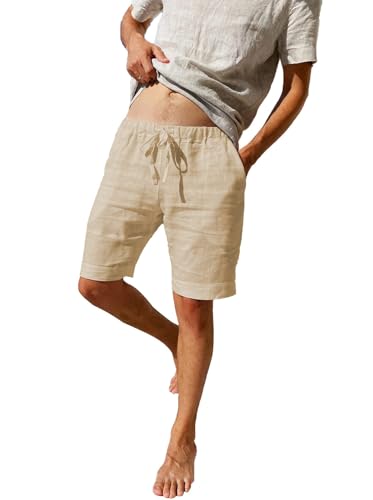 tincini shorts herren bermuda short baumwolle elastisch einfarbig sommer khaki M