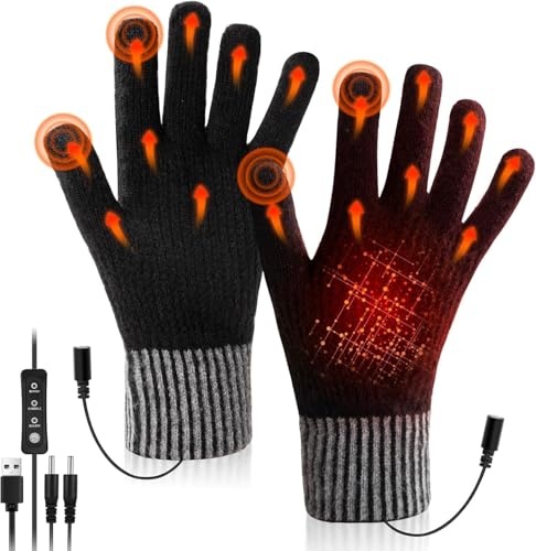 auniq usb beheizte handschuhe für männer und frauen, touchscreen, temperatur einstellbar