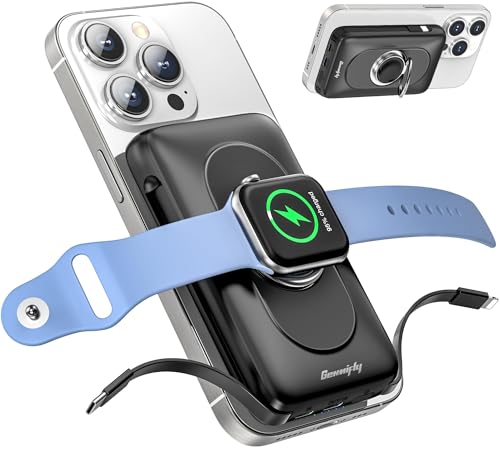 powerbank 5in1 10000 mAh mit kabellosem laden, für iphone und iwatch schwarz