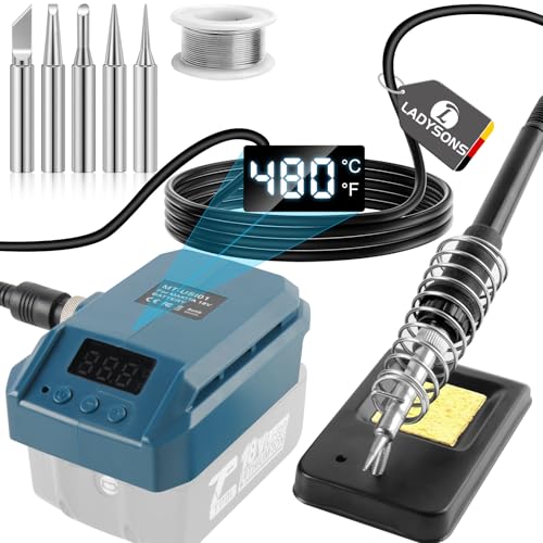 kabelloser lötkolben ladysons 60w für makita 18v akku mit lcd-display 180-480C