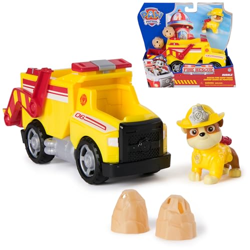 PAW PATROL Rubble Feuerwehr-Rettungs-Truck mit Figur, Spielzeug ab 3 Jahren