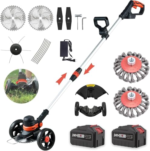 rasentrimmer, akku 24V mit unkrautbürste für makita, 4 in 1, teleskopstiel 115-165cm