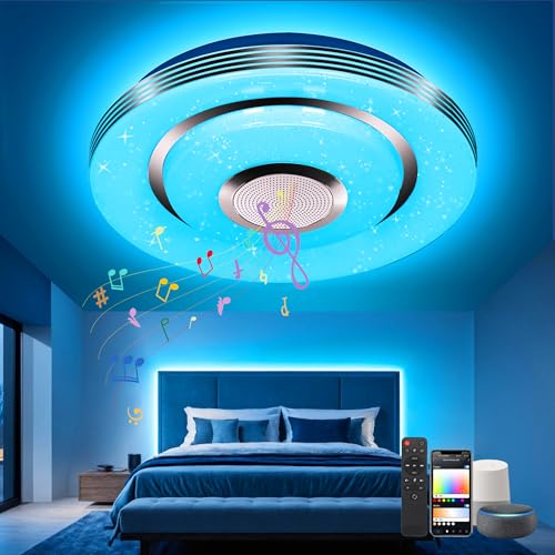 eagle led deckenleuchte rgb bluetooth lautsprecher dimmbar 28w 30cm für wohnzimmer schlafzimmer kinderzimmer badezimmer