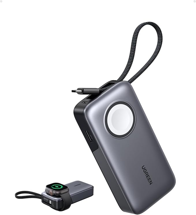 ugreen nexode powerbank 10000mAh 30W USB-C, integriertes kabel, kompakt, led-display