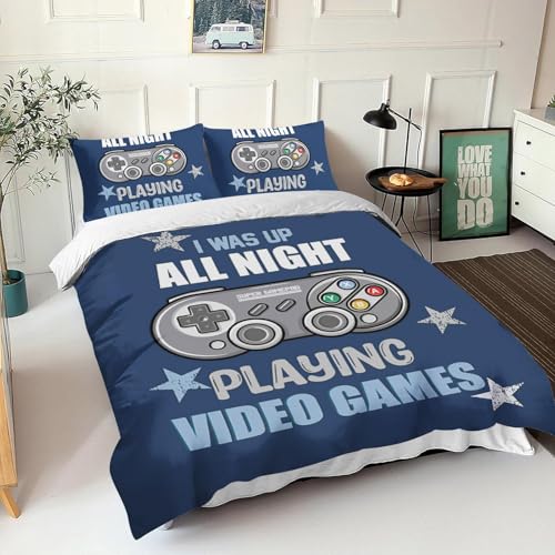 HOMHOMHA gamer bettwäsche 200x200 3-teilig für jungen, bunte bett- und kissenbezüge 80x80 cm