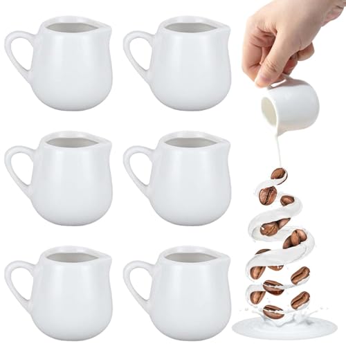 gomety milchkännchen porzellan 50ml, 6 stück mit griff für milch, kaffe und saucen