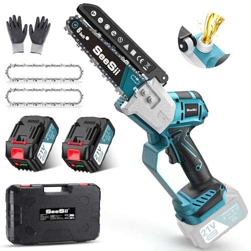 SEESII Mini Kettensäge 6 Zoll, Akku Handkettensäge, kompatibel mit Makita 18V