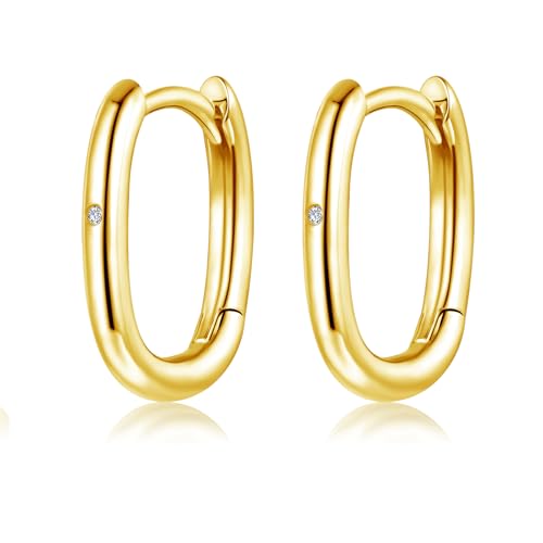 Produktbild: glintara creolen silber 925 klein oval mit zirkon hypoallergen für damen