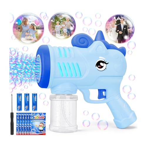 seifenblasenmaschine ketiee einhorn seifenblasenpistole kinder mit lichter, blau