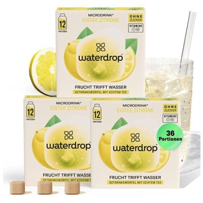 Produktbild: waterdrop eistee zuckerfrei zitrone pfirsich 36 stück ab 19,38 statt 27