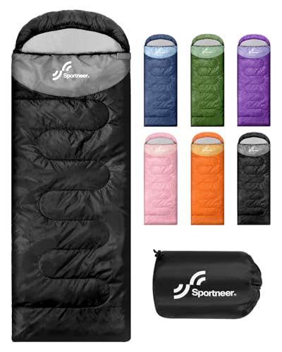 schlafsack camping sportneer, warme schlafsäcke für erwachsene 3-4 jahreszeiten, wasserdicht, leicht, groß