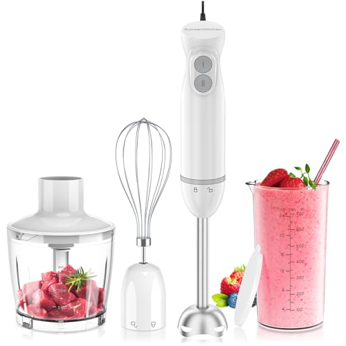 Bonsenkitchen pürierstab 1000W edelstahl stabmixer set mit hängemixer, hacker, messbecher, schneebesen