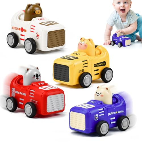 klykll spielzeugautos 4er set drück & los für kinder ab 1 jahr autospielzeug
