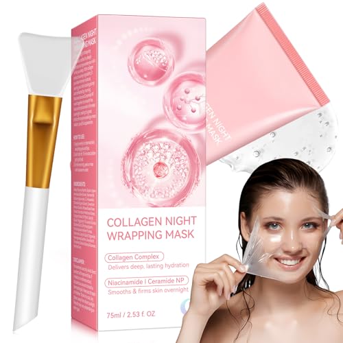 collagen overnight wrapping mask, bio collagen maske für strahlende haut, 75 ml