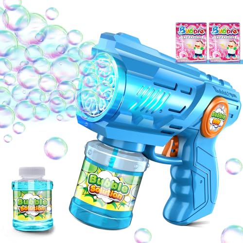 seifenblasenpistole elektrisch mit led licht, 100 ml tank, blau, spielzeug für kinder