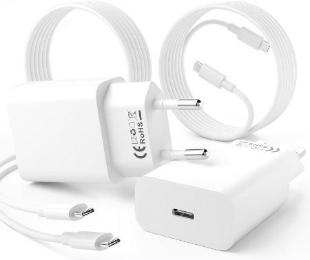 Produktbild: ombroa 2x 25W usb-c ladegerät mit 2x 2m ladekabel für 10,49