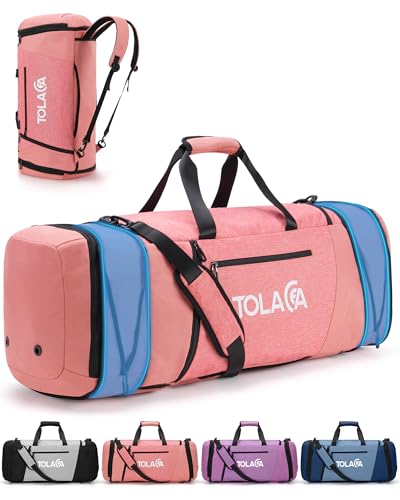 tolaccea reisetasche rucksack 54l-72l sporttasche mit schuhfach und laptopfach rosa