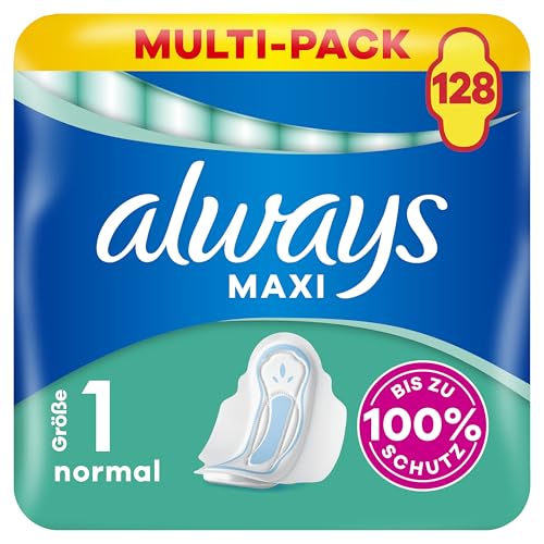 always maxi normal binden mit flügeln 128 stücke einzeln verpackt - bis zu 100% schutz