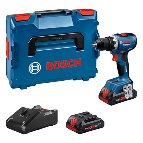 bosch gsr 18v-65 professional akku-schrauber, 2x 4,0ah procore, ladegerät, l-boxx