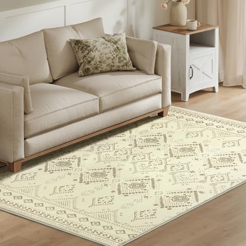 Produktbild: songmics boho teppich 120 x 170 cm rutschfest waschbar flauschig sandbeige TAR027L02