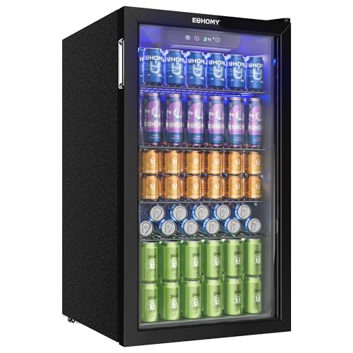 euhomy mini getränkekühlschrank glas tür für 126 dosen - kompakt und effizient