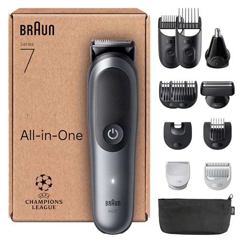 braun grooming set 12-in-1, all-in-one series 7, nasenhaarschneider, 120 min akku, grau