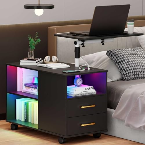 Produktbild: lvifur led nachttisch mit ladefunktion, 20 farben rgb licht, drehbare laptopablage