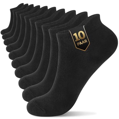 youShow sneaker sokken unisex bio baumwolle schwarz 10 paar größe 43-46