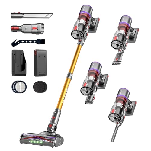 uninnell home akku staubsauger kabellos 48000Pa 550W 65Min self-standing 1.6L anti-tangle bürste