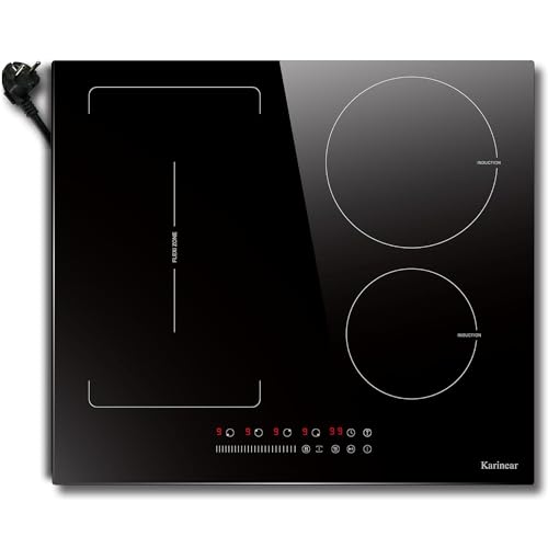 Karinear induktionskochfeld 60 cm Flexzonen, 3500W, 4 Platten, autark, Timer, Sicherheitsschloss