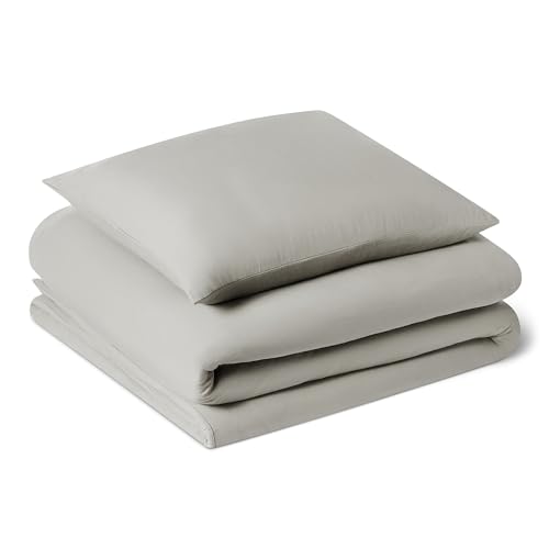 vorgewaschenes mikrofaser bettwäsche-set grau, 2-teilig, 135 x 200 cm, amazon basics