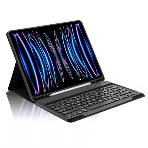 Produktbild: Occtingkind iPad Pro 12,9 Hülle mit abnehmbarer QWERTZ Bluetooth Tastatur, Schwarz