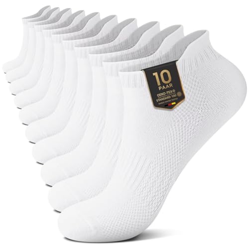 youShow sneaker sokken 10 paar damen herren kurz atmungsaktiv baumwolle weiß 35-38