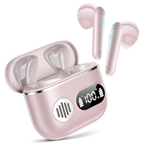 euqq kabellose bluetooth kopfhörer in ear mit hifi stereo und enc mic, rosa