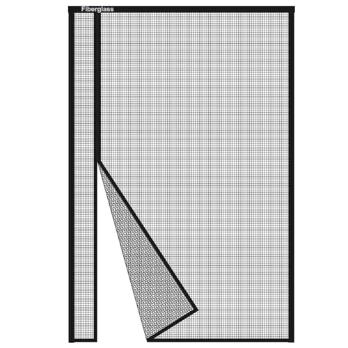 risareyi fliegengitter tür 90x220 cm, ohne bohren, insektenschutz schwarz, mit klebeband