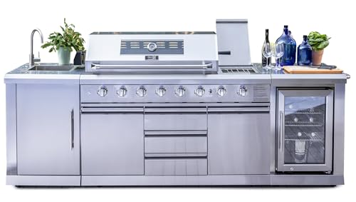 outdoorküche gasgrill 6 brenner edelstahl mit kühlschrank und spüle 12000BTU
