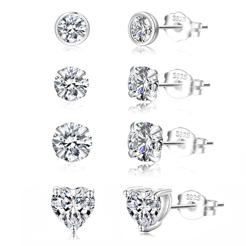 mucca ohrringe silber 925 set 4 paar, hypoallergen, cubic zirkonia, creolen