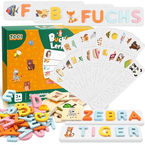 zooI Montessori spielzeug ab 3 jahren, holz steckpuzzle, buchstaben lernen, lernspiele