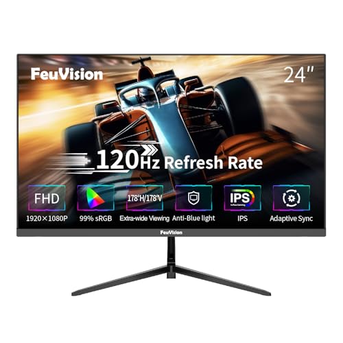 feuVision gaming monitor 24 zoll 120hz fhd 1080p ips panel 4ms adaptive sync vesa eye-care